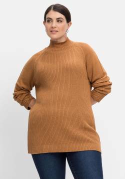 Große Größen: Pullover mit Stehkragen, im Struktur-Mix, hellbraun, Gr.40/42 von sheego