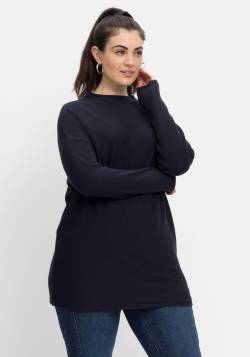 Große Größen: Pullover mit Stehkragen, in flauschiger Qualität, nachtblau, Gr.44/46 von sheego