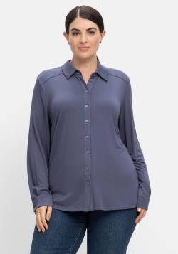 Große Größen: Shirtbluse mit Hemdkragen, aus Viskose, indigo, Gr.52 von sheego