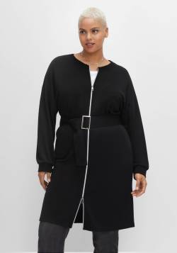 Große Größen: Shirtjacke in Longform mit dekorativem Gürtel, schwarz, Gr.40 von sheego