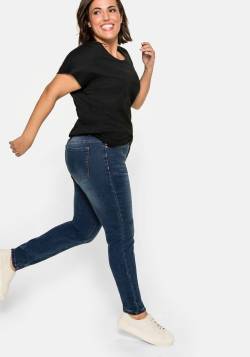 Große Größen: Skinny Stretch-Jeans mit Bodyforming-Effekt, dark blue Denim, Gr.20 von sheego