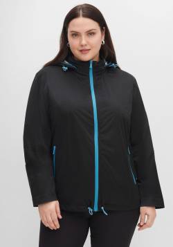 Große Größen: Sport Regenjacke mit verstaubarer Kapuze, schwarz, Gr.40 von sheego