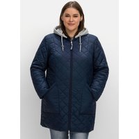 Große Größen: Steppjacke mit Jerseykapuze und 2-Wege-Zipper, nachtblau, Gr.40-60 von sheego