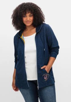 Große Größen: Sweatjacke mit Kapuze, im Denim-Look, dark blue Denim, Gr.44/46 von sheego