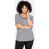 Große Größen: T-Shirt mit Streifen und Rundhalsausschnitt, schwarz-weiß, Gr.40/42-56/58 von sheego