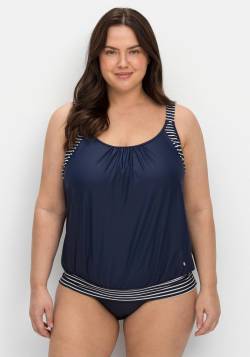 Große Größen: Tankini-Top in Oversized-Form mit Streifendetails, marine gestreift, Gr.40B von sheego