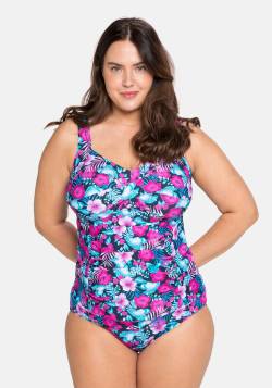 Große Größen: Tankini-Top mit Shaping-Einsatz, wattierte Cups, blau-pink, Gr.40B von sheego