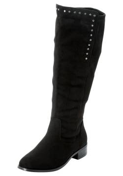 Große Größen: Weitschaftstiefel mit Nietenverzierung, schwarz, Gr.37 von sheego