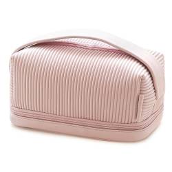 shemkdso Reise-Make-up-Tasche, große Kapazität, Kosmetiktasche für Damen, wasserdicht, tragbar, offen, flach, Kulturbeutel, 6590-Rosa, 6590 von shemkdso