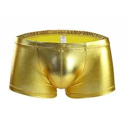 shengli Wetlook Herren Pants - sexy Boxershorts Clubwear Boxer Brief Pants Glänzend Männer Badehose Boxershorts Hose Lackleder Shorts (Gold,L) von shengli