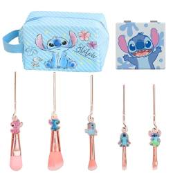 Stitch Reise-Kosmetiktaschen-Set mit Stich, Make-up-Pinsel, Stich, Kosmetikpinsel, tragbar, Kawaii-Make-up-Pinsel-Set, Geschenke für Mädchen und Frauen (Stil 2) von shengo