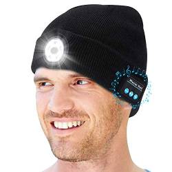LED Bluetooth Beanie Hat Kopfhörer - kabelloses Headset Musikmütze mit 5 abnehmbaren LED-Lichtern - Technische Geschenke für Männer von shenkey