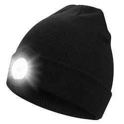 shenkey LED Strickmütze mit Licht, USB wiederaufladbare LED Kopflampe Beanie für Männer - Warme Wintermütze mit Freisprech-Taschenlampe - Ideal für Outdoor-Aktivitäten und als praktisches Geschenk von shenkey