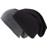 shenky Jerseymütze Doppelpack schwarz und dunkelgrau (Long Beanie, Beanie Mütze) elastisch von shenky