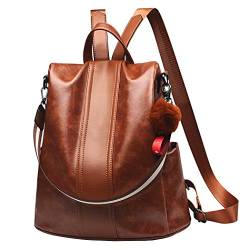 shepretty Damen Rucksack Anti Diebstahl Umhängetasche Leder, 3-888Braun von shepretty