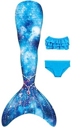 shepretty Meerjungfrau Schwanz mit Bikini-Set für Mädchen Schwimmen Kostüme Cosplay,wpjcka15-1,120 von shepretty