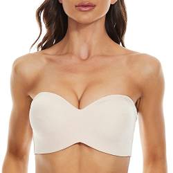 sheroine Damen Trägerloser Minimizer Große Größe BH Büstenhalter Bügel mit abnehmbaren Träger Push-Up-BH(Nude,75C) von sheroine