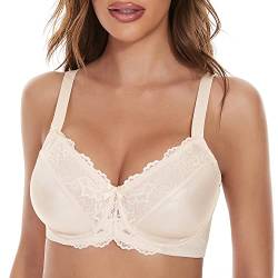 sheroine Lace Floral Damen BH mit Spitze Bügel Minimizer Unterwäsche ungepolstert für große Brüste (champanerfarben,75E) von sheroine