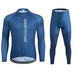 shine future Herren Radtrikot Set Herren Fahrradbekleidung Set Fahrradbekleidung Fahrrad Trikot mit Sitzpolster Atmungsaktiv Schnelltrocknend für Radsport (Blau, Small) von shine future