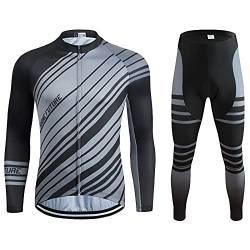 shine future Herren Radtrikot Set Herren Fahrradbekleidung Set Fahrradbekleidung Fahrrad Trikot mit Sitzpolster Atmungsaktiv Schnelltrocknend für Radsport (Schwarz und Grau, Medium) von shine future