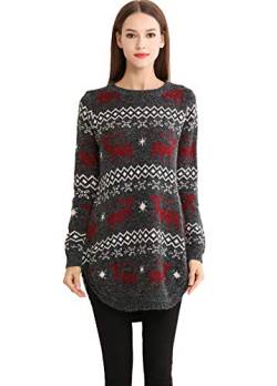 Rentier Schneeflocken Weihnachten Pullover für Frauen Pullover(Schwarz,M) von shineflow