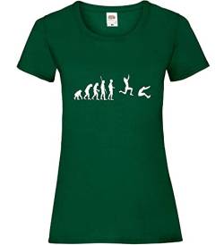 Evolution Weitsprung Frauen Lady-Fit T-Shirt Flaschengrün XS von shirt84