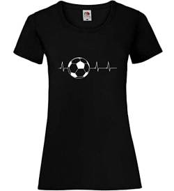 Fussball Herzschlag Frauen Lady-Fit T-Shirt Schwarz XS von shirt84