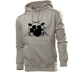 Generisch Schlagzeug mit Sticks Männer Hoodie Sweatshirt Grau L von shirt84
