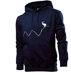 Generisch Steinbock auf Bergspitze Männer Hoodie Sweatshirt Navy L von shirt84