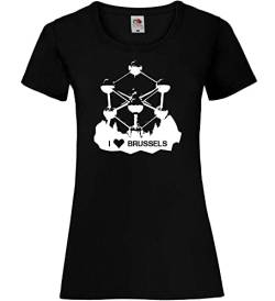 I Love Brüssel Atomium Frauen Lady-Fit T-Shirt Schwarz S von shirt84