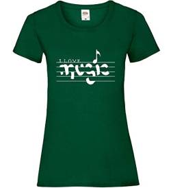 I Love Music Frauen Lady-Fit T-Shirt Flaschengrün S von shirt84