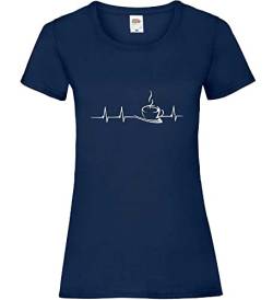 Kaffee Herzschlag Frauen Lady-Fit T-Shirt Navy L von shirt84