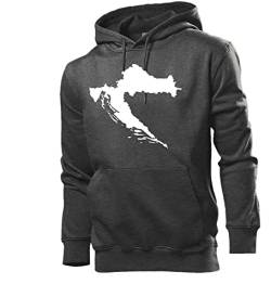 Kroatien Umriss Männer Hoodie Sweatshirt Dunkel Grau meliert L von shirt84