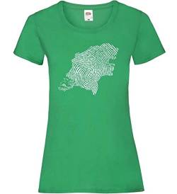 Niederlande Fingerabdruck Frauen Lady-Fit T-Shirt Grün L von shirt84