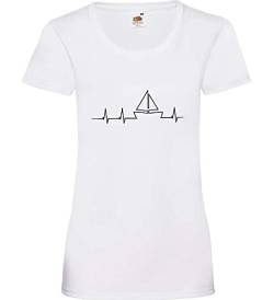 Segelboot Herzschlag Frauen Lady-Fit T-Shirt Weiß L von shirt84