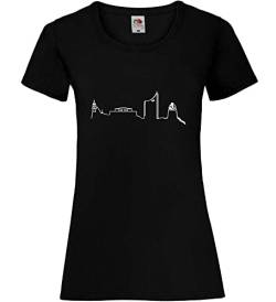 Skyline von Leipzig Frauen Lady-Fit T-Shirt Schwarz L von shirt84