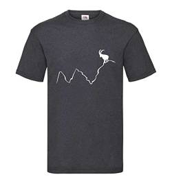 Steinbock auf Bergspitze Männer T-Shirt Dunkelgrau Meliert L von shirt84