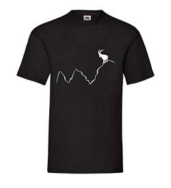 Steinbock auf Bergspitze Männer T-Shirt Schwarz M von shirt84