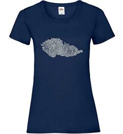 Tschechien Fingerabdruck Frauen Lady-Fit T-Shirt Navy XS von shirt84