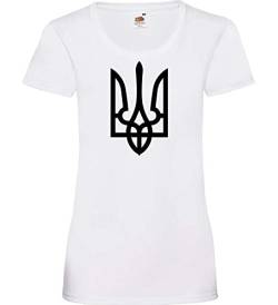 Ukraine Wappen Frauen Lady-Fit T-Shirt Weiß XS von shirt84
