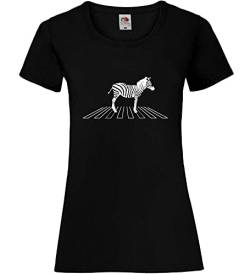 Zebra auf Zebrastreifen schwarz weiß Frauen Lady-Fit T-Shirt Schwarz M von shirt84