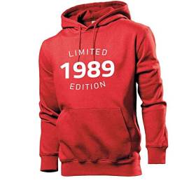 shirt84 1989 Limited Edition Männer Hoodie Sweatshirt Rot 3XL von shirt84