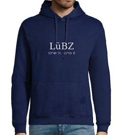 shirt84 Lübz Koordinaten Männer Kapuzen Hoodie Navy XL von shirt84