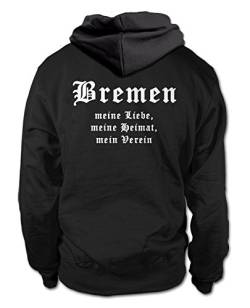 shirtloge Bremen - Meine Liebe, Meine Heimat, Mein Verein - Fan Kapuzenpullover - Schwarz (Weiß) - Größe L von shirtloge