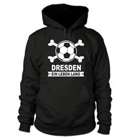 shirtloge - Dresden - EIN Leben Lang - Fussball Fan Kapuzenpullover Hoodie - Größe 3XL von shirtloge