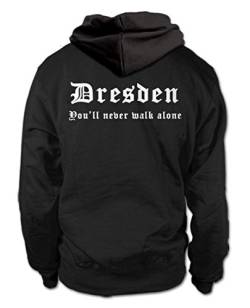 shirtloge - Dresden - You'll Never Walk Alone - Fussball Fan Kapuzenpullover Hoodie - Größe XL von shirtloge