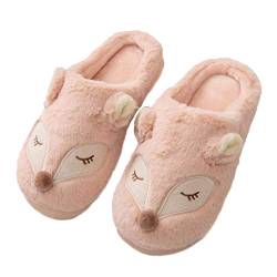 Home Hausschuhe Frauen Plüschtiere weiche Hausschuhe Tierschuhe Fuchs Tierschuhe rutschfeste Schuhe (Rosa, Numeric_38) von shixiaoshu