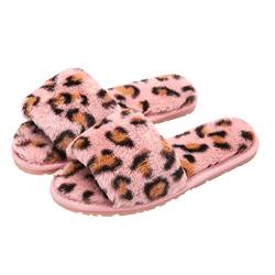 shixiaoshu Winterhaus Hausschuhe weiche rutschfeste warme Schuhe Plüschschuhe Baumwollschuhe Damen Leopardenschuhe (Rosa, Numeric_39) von shixiaoshu