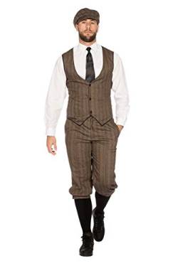 shoperama 20er Jahre Peaky Blinders Anzug Knickerbocker Herren-Kostüm Braun-Beige Weste Schiebermütze The Roaring Twenties 20's, Größe:64 von shoperama