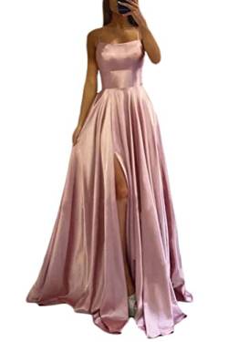 shownicer Abschlusskleid Damen Ballkleider Off Shoulder Lang Elegant Hochzeit Vintage A-Linie Partykleid Lang Abendkleider Schlitz Cocktailkleid Festkleider Brautkleid A Rosa M von shownicer